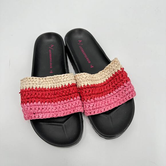 ANTHROPOLOGIE Amira Red Stripe Woven Slide Sandals // 7 - Picture 3 of 10